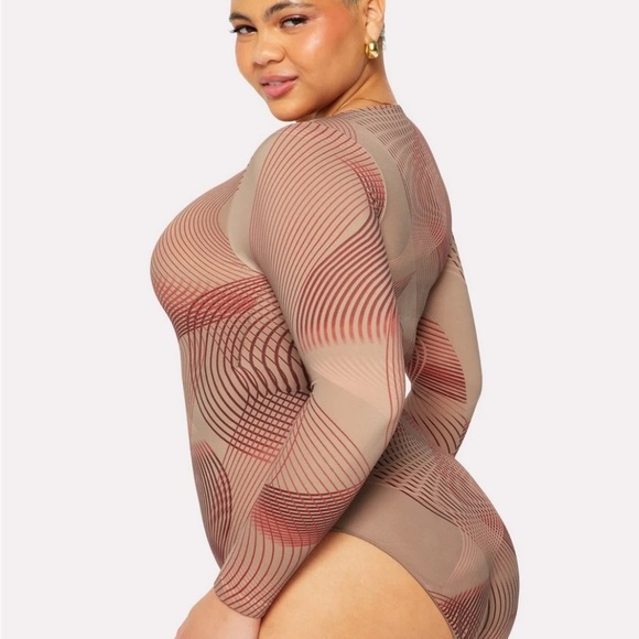 NWT! Yitty By Fabletics Nearly Naked Shapewear Longsleeve Body Brown Size 1X/2X - Picture 3 of 15